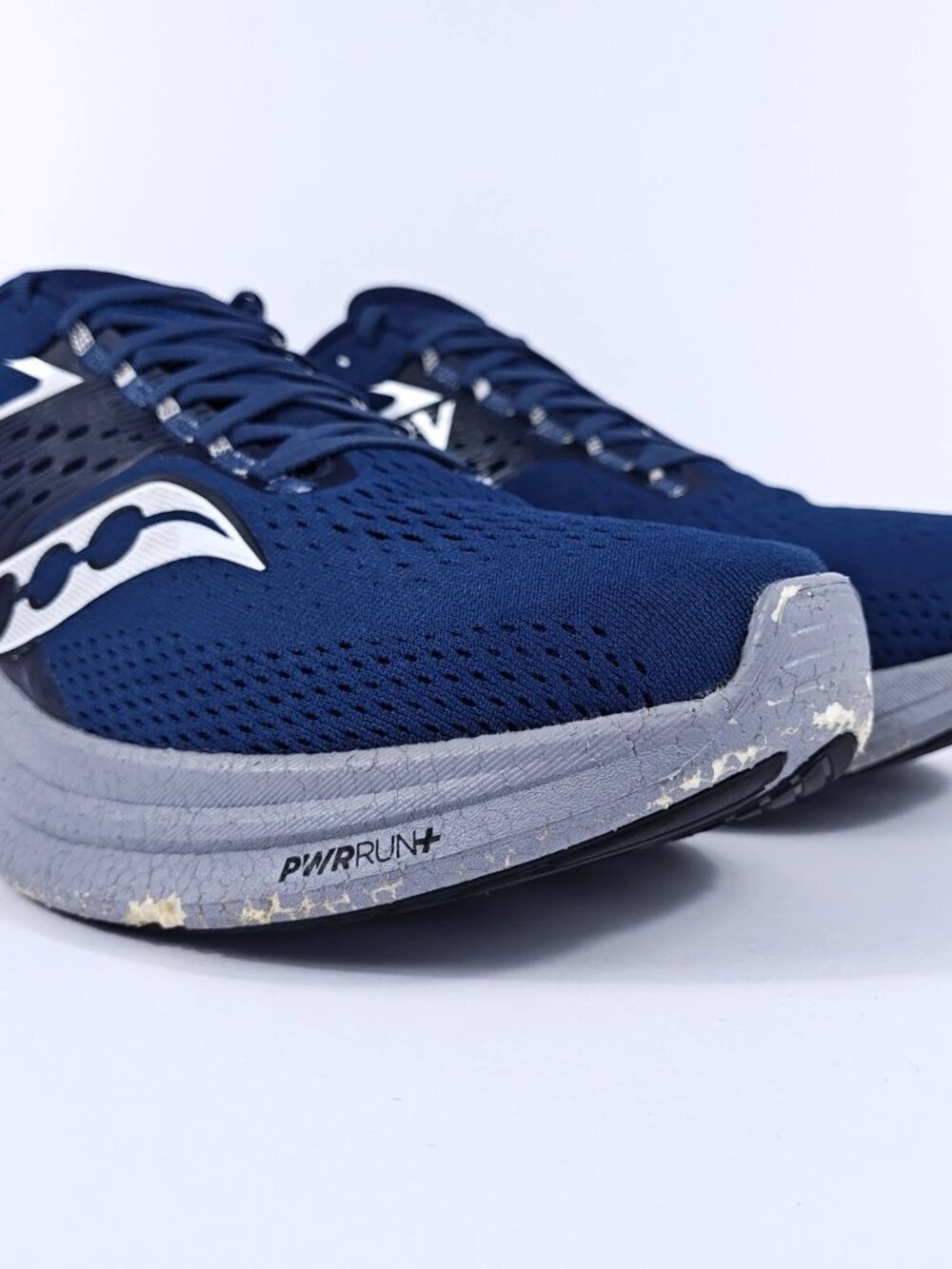 Saucony Ride 17 Mens 12 Wide Neutral Cushioned PWRRUN+ Road Running Shoes Blue